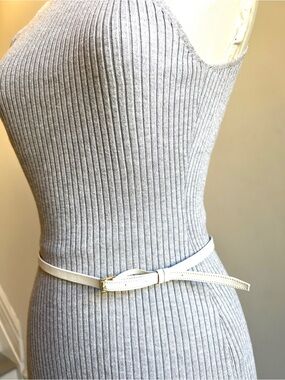 Belt leather Elie Sabb white gold thin classic